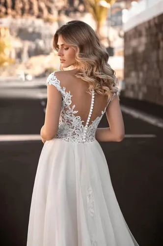 Vista 4 de Sweetheart Strapless sirena encaje vestidos de novia para novia rebordear vestidos de novia de satén