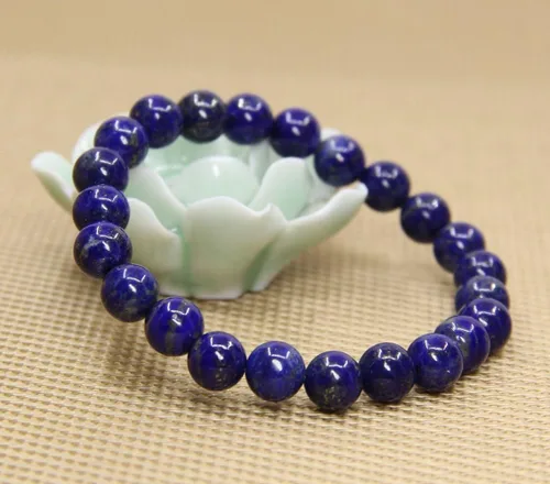 Vista 2 de Amandastone Pulsera elástica de cuentas redondas de 0.315 in con piedras preciosas naturales de 7 pulgadas