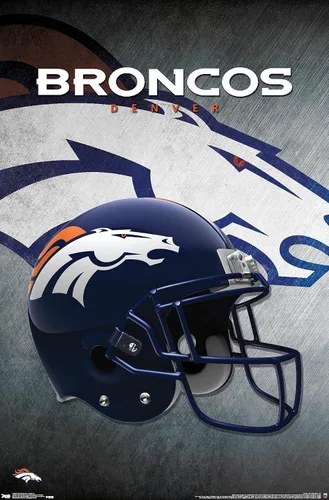 Vista 9 de Trends International NFL Denver Broncos - Póster de pared con casco 16, 14.725 x 22.375 pulgadas, versión enmarcada de madera de granero Versión