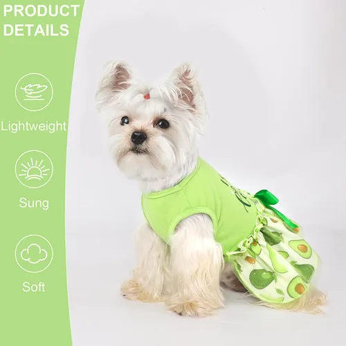 Vista 5 de Yikeyo Vestido de perro para primavera y verano, ropa de perro para perros pequeños, falda para perros pequeños, vestidos de cachorro, vestido