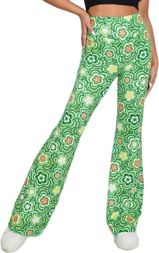Vista 5 de Pantalones acampanados de los años 70 para mujer, traje de festival rave, cintura alta, parte inferior acampanada, bohemios, lindos pantalones