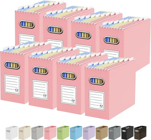 Vista 17 de Oterri Caja Organizadora de Archivos de Cartón para Carpetas Colgantes Tamaño Carta, Caja de Archivos para Escritorio de Computadora, Archivador