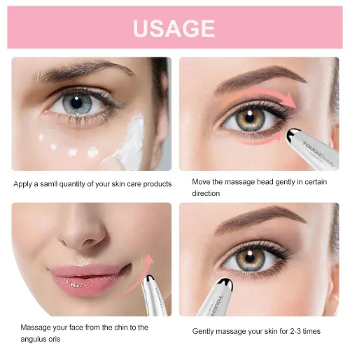 Vista 4 de TOUCHBeauty Masajeador eléctrico de ojos para ojeras, hinchazón, líneas finas/arrugas, patas de gallo y bolsas debajo de los ojos con vibración