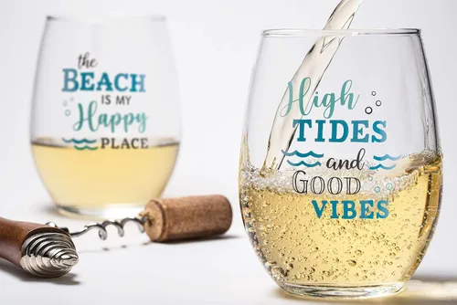 Vista 5 de Lillian Rose Beach Life - Juego de copas de vino, 4.75", transparente (Modelo: G142 TB)