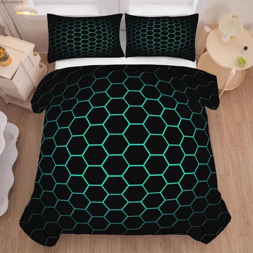 Vista 15 de Green Abstract Comforter Set Twin,Modern Grunge Bedding for Kids Boy Abstract 16
