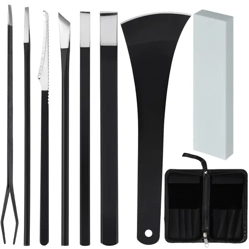 Vista 13 de Segbeauty Juego de cuchillos de pedicura de 9 piezas, juego de limas de pie de acero de manganeso con bolsa de almacenamiento, herramienta de hoja