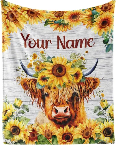 Vista 11 de Manta de vaca de las Tierras Altas para adultos - Mantas de vaca para mujeres y niñas - Suave, esponjosa y acogedora - 30"x40" Mantas para niños
