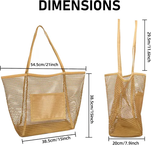 Vista 2 de VKIOIP Bolsa de playa de malla para mujer, bolsa de hombro para vacaciones, picnic
