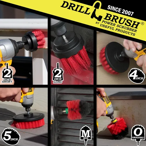 Vista 2 de Suministros de limpieza de piedras tumbales Drillbrush - Cepillo de poder para exteriores - Herramienta de limpieza de fuentes - Herramienta de Rojo