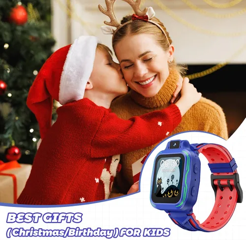 Vista 7 de Reloj inteligente digital para niños con cámara, pantalla táctil con video, alarma MP3, podómetro, juegos para niños de 3 a 9 años, regalos de Azul