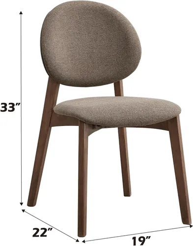 Vista 3 de Acme Hadasa - Silla auxiliar de lino y madera en color marrón y nogal (juego de 2)