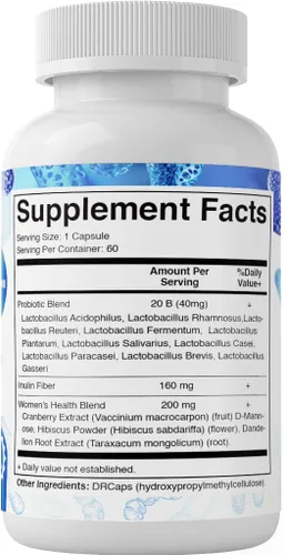 Vista 8 de Vitamatic Probióticos vaginales para mujeres – 20 mil millones de UFC, equilibrio de pH y control de olores, 60 cápsulas DR con prebióticos