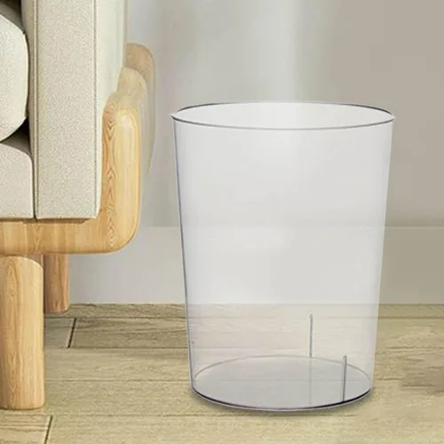 Vista 7 de Gralara Cubo de basura moderno transparente para escritorio, cesta de basura redonda, cesta de papel para desperdicios, cestas para sala de estar