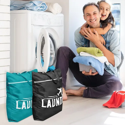 Vista 3 de 2 piezas de bolsas grandes de viaje para lavandería - Bolsa húmeda impermeable lavable para ropa sucia, traje de baño, entrenamiento, gimnasio