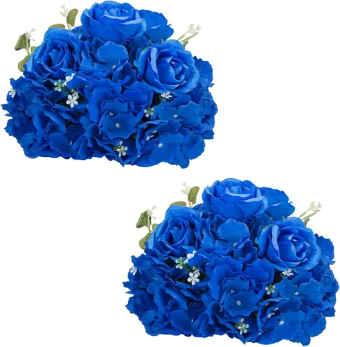 Vista 17 de NUPTIO Ramo de Arreglo de Bolas de Flores - 10 Piezas de 14.2 pulgadas de Diámetro Bolas de Flores Falsas Rosas Rosadas para Centros de Mesa