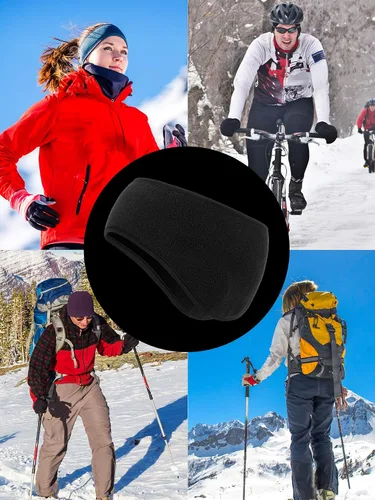 Vista 6 de Boao 2 diademas para calentar las orejas, diademas de invierno de forro polar para adultos y niños, uso en invierno