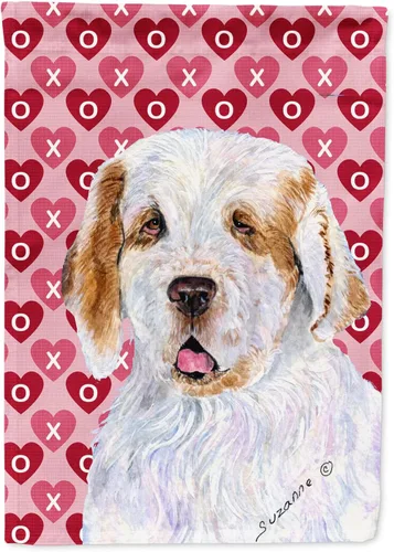 Vista 212 de Caroline's Treasures SS4484GF Bandera de jardín con diseño de bulldog inglés y corazones para el Día de San Valentín, bandera decorativa para patio
