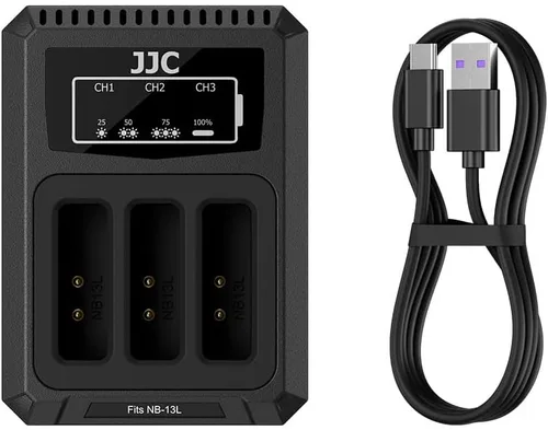 Vista 18 de JJC BLX-1 Cargador de batería USB de doble ranura para cámaras Olympus OM-1 Mark II OM1 OM-3 OM3, cable de carga USB a USBC, con protección contra