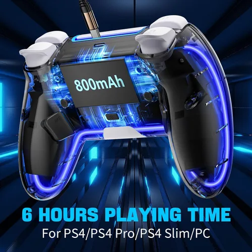Vista 5 de Controllers for PS4,Custom PS4 Remote with Hall 3D Joystick, RGB Wireless Game Controllers for Playstation 4 Customizable Buttons Responsive Control