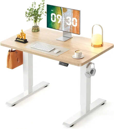 Vista 43 de CubiCubi Escritorio eléctrico de pie de 48 x 30 pulgadas, escritorio de pie ajustable en altura con ajustes preestablecidos de memoria, escritorio