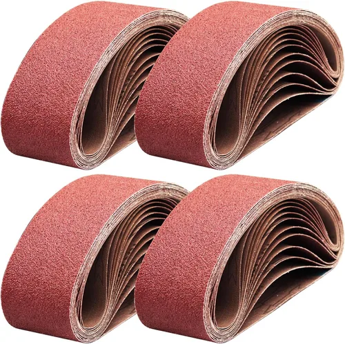 Vista 10 de 1 cinta de lija de óxido de aluminio de 42 pulgadas, papel de lija abrasivo de grano surtido 40/80/120/240 para lijadora de banda, paquete de 24