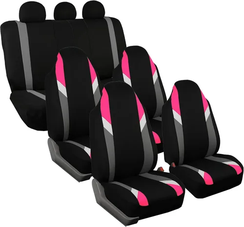 Vista 27 de FH Group Tres filas de 7 plazas, fundas de asiento modernistas de alta calidad, se adaptan a la mayoría de automóviles, camiones, SUV y camionetas