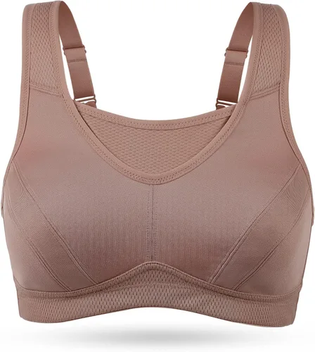 Vista 2 de Wingslove - Brasier deportivo de cobertura completa, alto impacto, sin aros, sin acolchado, control de rebote, para mujer