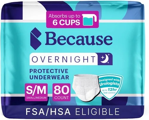 Vista 12 de Because Overnight Absorbency Pull Ups - Ropa interior desechable para incontinencia para adultos, calzoncillos nocturnos extra absorbentes
