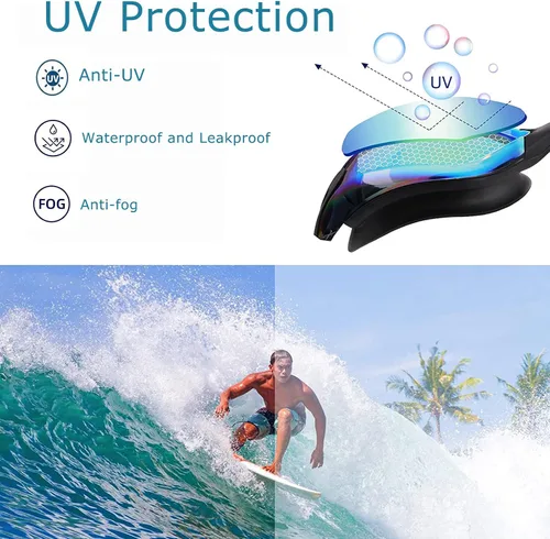 Vista 2 de Gafas de natación, paquete de 2 gafas de natación para mujeres, hombres, adultos, jóvenes, profesionales, antivaho sin fugas, protección UV, visión
