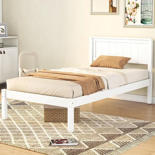 Vista 14 de Harper & Bright Designs Base de cama de madera de tamaño individual con cabecero y estribo, no necesita somier, espresso