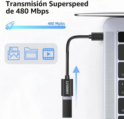 Vista 2 de Paquete de 2 adaptadores USB C a USB, cable USB C macho a USB
