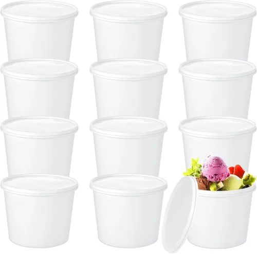 Vista 7 de 12 Piezas Cubos de Helado de 1 Galón con Tapas, Recipientes Redondos de Plástico de Almacenamiento de Alimentos de 135 oz, Cubeta de Ron de Cóctel