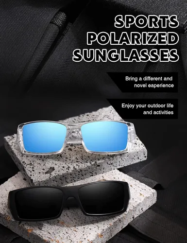 Vista 6 de TIANYESY Gafas de sol polarizadas para hombres y mujeres, modernas, retro, deportivas, rectangulares, envolventes, vintage, protección de tiro