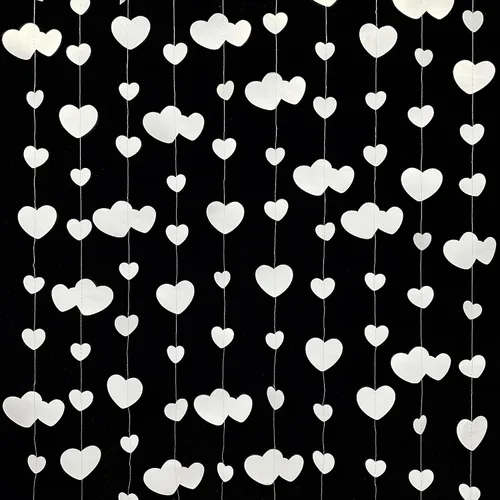 Vista 25 de 52 pies Guirnalda de corazón de amor dorado azul marino para decoración de fiesta del día de San Valentín Bandera de serpentina colgante azul real