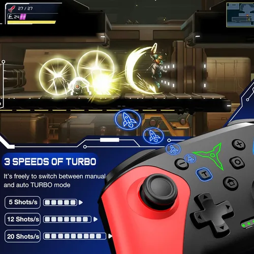 Vista 4 de Controlador de interruptor inalámbrico para Nintendo SwitchLiteOLED, controlador de interruptor con una sensación táctil del mouse en los botones