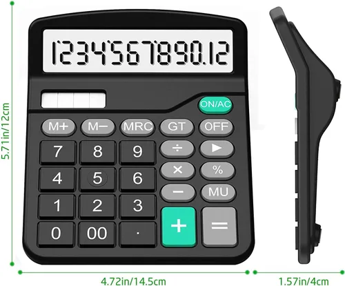 Vista 9 de Calculadora, Splaks - Calculadoras de escritorio funcionales estándar, batería solar y AA, calculadoras electrónicas de oficina de doble potencia