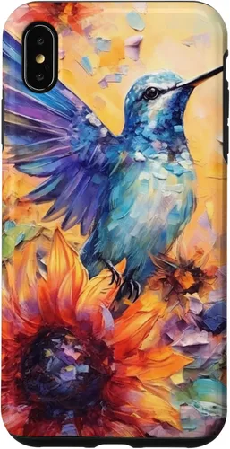Vista 11 de Colorful Watercolor Sunflower Nature Purple Blue Hummingbird Case for iPhone 17