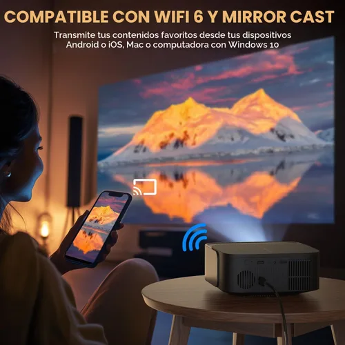 Vista 14 de [Más de 386 aplicaciones integradas] Proyector inteligente DBPOWER E2 con WiFi y Bluetooth, mini proyector nativo 1080P compatible con Netflix Gris