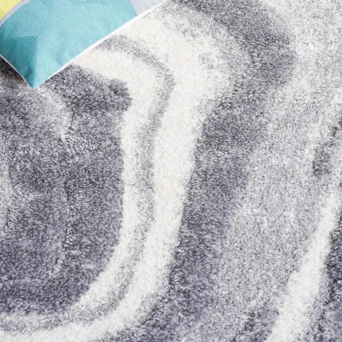 Vista 5 de SAFAVIEH Hi-Lo Shag Collection - Alfombra para pasillo, 2 pies 2 pulgadas x 8 pies, color gris y gris claro, diseño abstracto, no desprende pelusa