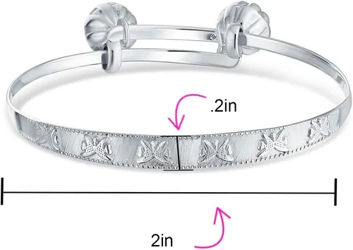 Vista 4 de Personalize Jingle Bells ABC Números Mariposa Pulsera Pequeña Muñeca 6.5 Pulgadas 925 Campanas Ajustables de Plata de Ley 925 Están Chapadas