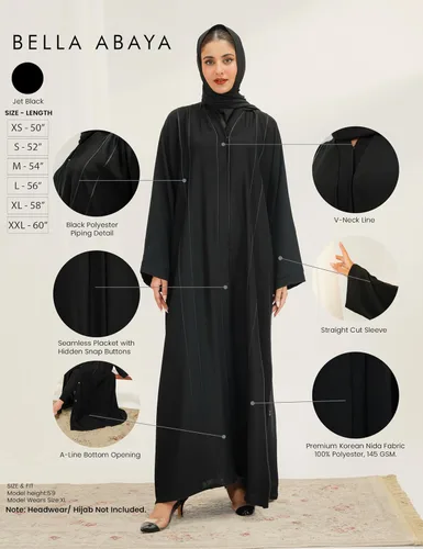 Vista 3 de Abaya elegante y moderna para mujer, ligera, fluida, suave y perfecta para cualquier ocasión