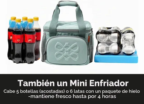 Vista 11 de Lonchera aislada para mujer, de 8 litros, a prueba de fugas, para el trabajo, cabe una comida completa o 6 latas (Acua anticuada)