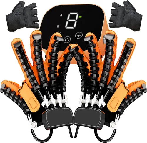 Vista 9 de Guantes de robot de rehabilitación de manos, intensidad ajustable, terapia de paciente con artritis hempiplejía, entrenador de rehabilitación