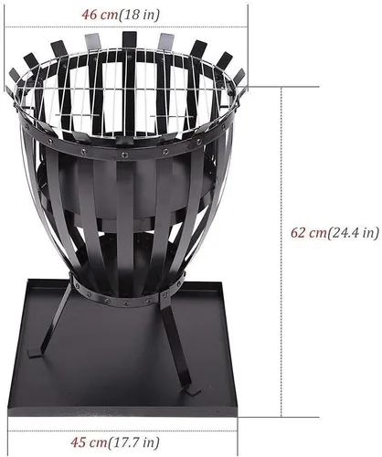 Vista 7 de Estufas de leña con gancho, hogueras de metal alto negro para exteriores, para patio, jardín, campamento, playa, picnic, 18 x 24.4 pulgadas