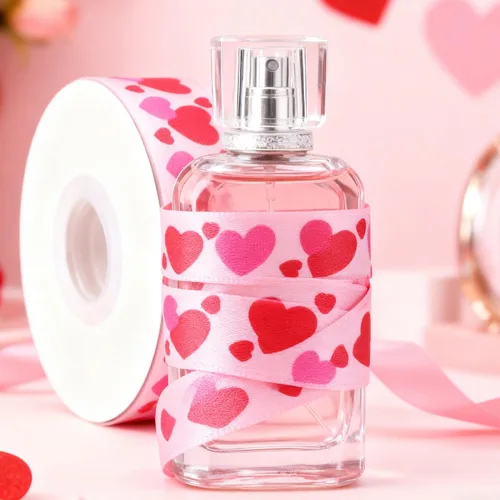 Vista 6 de Meseey Rollo de cintas para el día de San Valentín de 50 yardas, cinta decorativa de corazón rosa de 5/8 pulgadas para bodas, envoltura de regalos