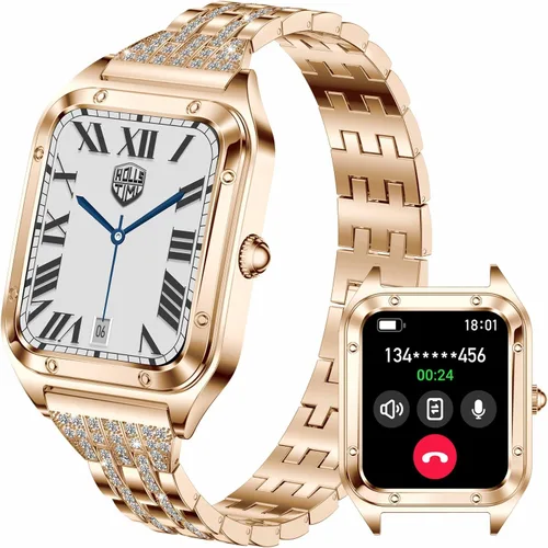 Vista 9 de Reloj inteligente para mujer, reloj inteligente de 1.59 pulgadas de tacto completo para mujer con seguimiento de la salud femenina, monitor de ritmo