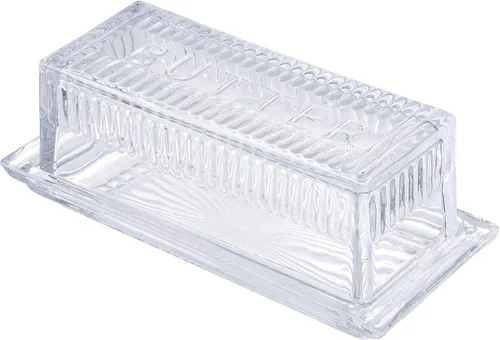Vista 4 de Tablecraft Plato individual, vidrio transparente, mantequilla en relieve, 7 x 3 x 2.75, paquete de 6