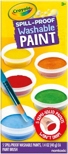 Vista 2 de Crayola Juego de pintura a prueba de derrames (5 quilates), pintura lavable para niños, suministros de manualidades para aulas, suministros escolares