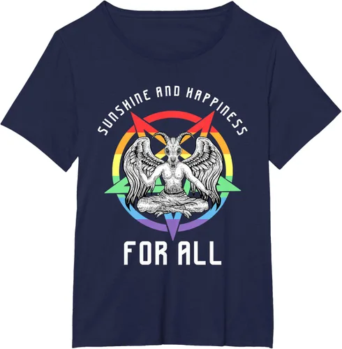 Vista 16 de Funny Sunshine and Happiness for All LGBT Gay Pride Baphomet Camiseta Negro