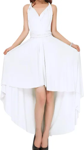 Vista 2 de OwlFay Vestido de fiesta de cóctel de alta baja y baja convertible, para mujer
